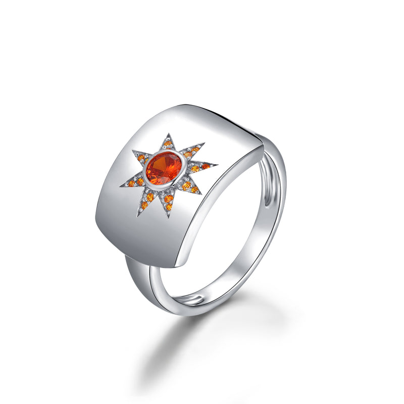 LADY PERLA™ Day & Night Star 925 Sterling Silver Ring-Star