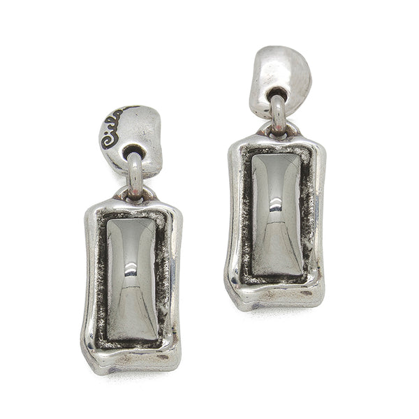 CICLÓN™ Essentials Rectangle Metal Silver Crystal Plated Earring