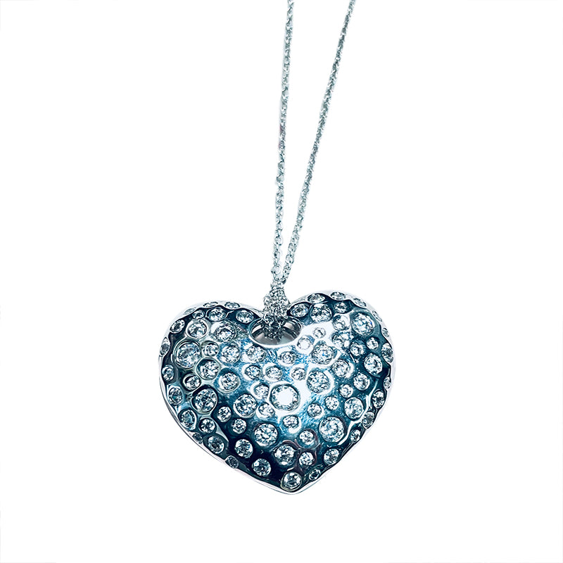 MADREPERLA™ Gorgeous White Gold Heart Pendant Necklace