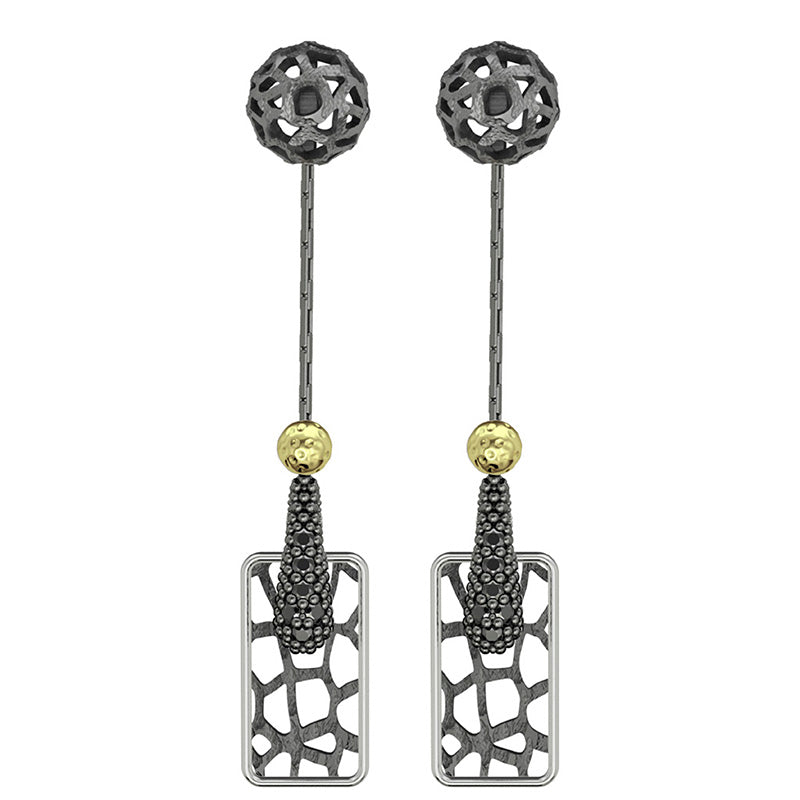 BOHEMME™ Celosia Square Hollow Out 18K Gold Over Sterling Silver Earrings