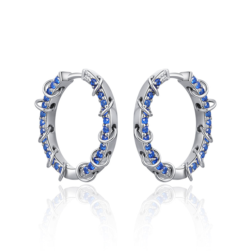 LADY PERLA™ Circle Structure 925 Sterling Silver Hoop Earrings