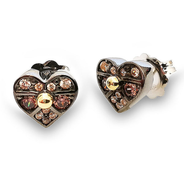 BOHEMME™ Choco Cool Heart Shaped 18K Gold Over Sterling Silver Earrings