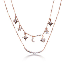 MADREPERLA™ Starry Night Moon and Star Necklace