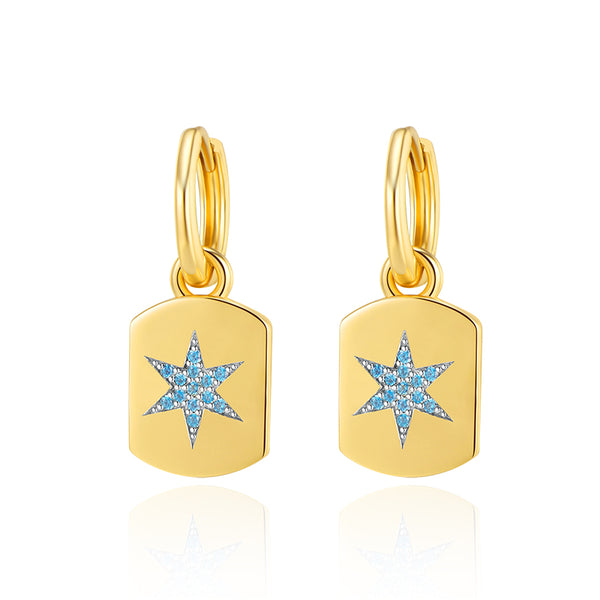 LADY PERLA™ Day & Night Star 925 Sterling Silver Earrings-Star