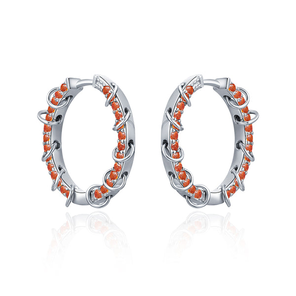 LADY PERLA™ Circle Structure 925 Sterling Silver Hoop Earrings