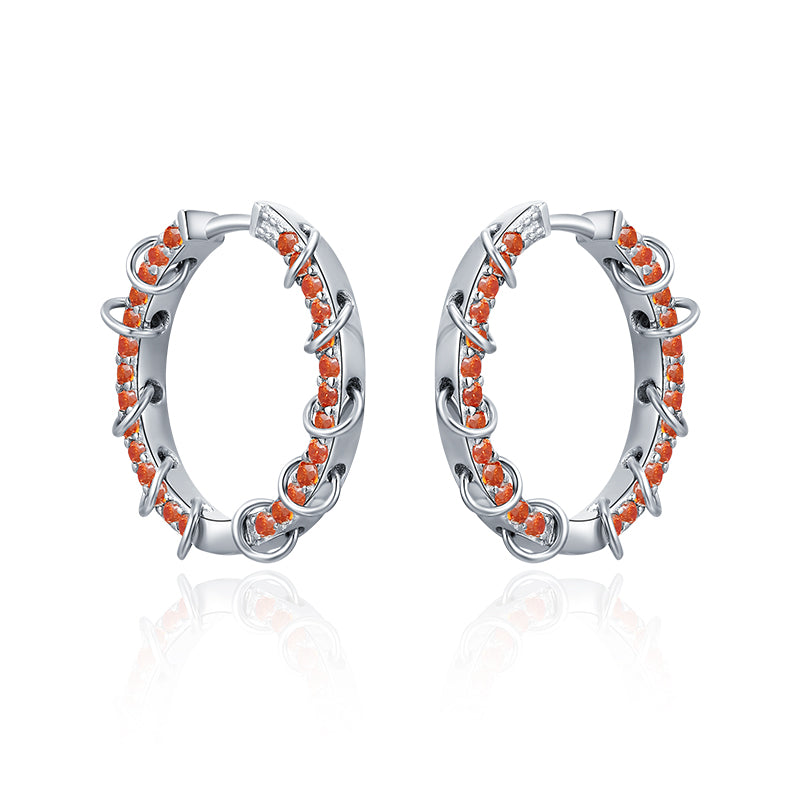 LADY PERLA™ Circle Structure 925 Sterling Silver Hoop Earrings