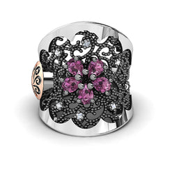 BOHEMME™ Flowers & Filigree 18K Rose Gold Over Sterling Silver Ring