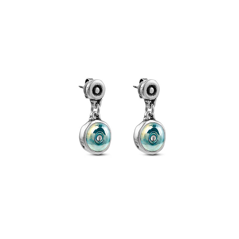 CICLÓN™ Díscola Murano Glass Button Crystal Earrings