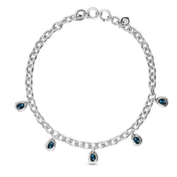 CICLÓN™ Silver Circle Necklace With Blue Murano Glass Crystals