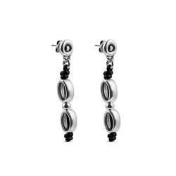 CICLÓN™ Díscola Long Metal Silver Crystal Plated Earring