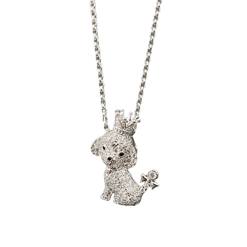 MADREPERLA™ Diamond Poodle Puppy Pendant Necklace