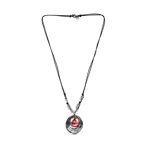 CICLÓN™ Silver Rings Necklaces with Rope Pendant-Silver Circles Necklaces