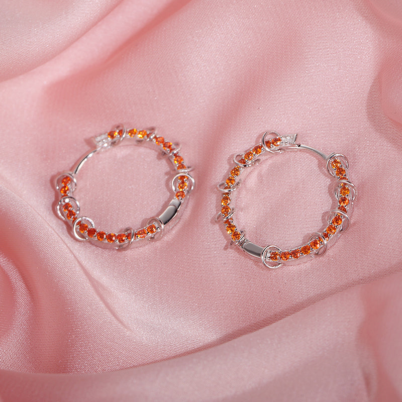 LADY PERLA™ Circle Structure 925 Sterling Silver Hoop Earrings