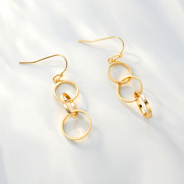 MADREPERLA™ Office Lady Gold Open Circle Drop Earrings