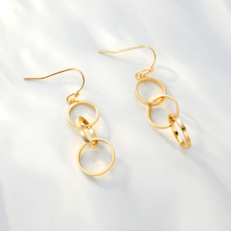 MADREPERLA™ Office Lady Gold Open Circle Drop Earrings