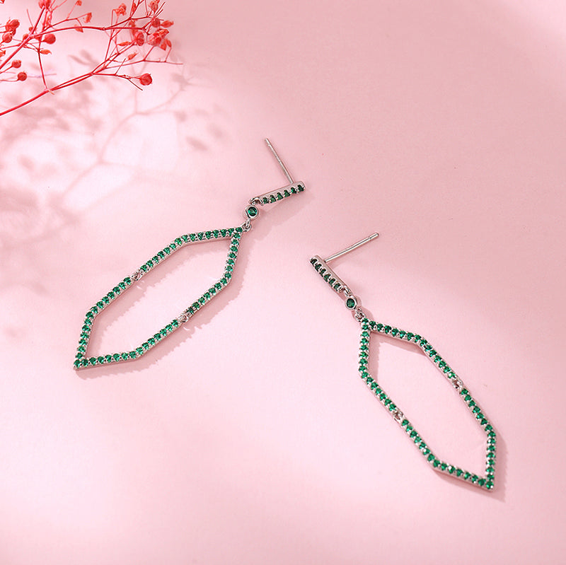 LADY PERLA™ Geometry Fashion 925 Sterling Silver Earrings-Green