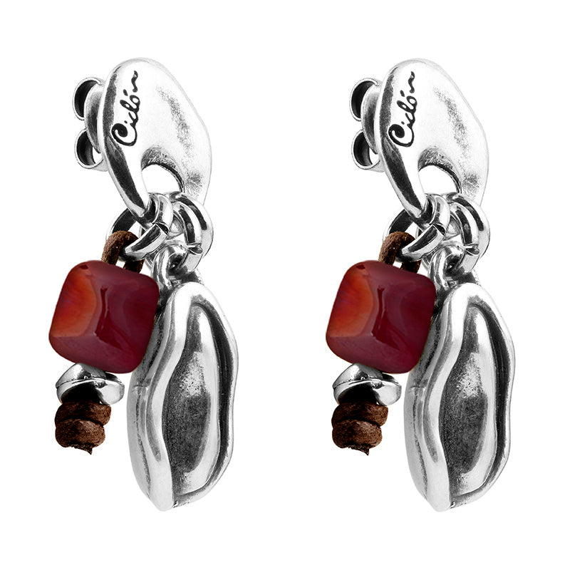 CICLÓN™ Boreal Black Leather Dangling Crystal Stunning Earrings