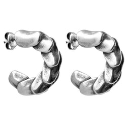 CICLÓN™ Boreal Silver Plated Open Hoop Punching Pattern Earrings