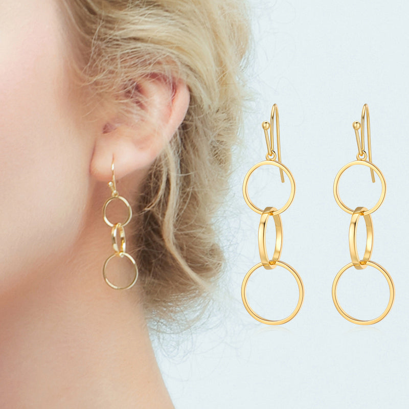 MADREPERLA™ Office Lady Gold Open Circle Drop Earrings