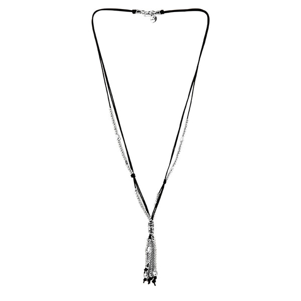 CICLÓN™ Essentials Long Double Strand Black leather Necklace