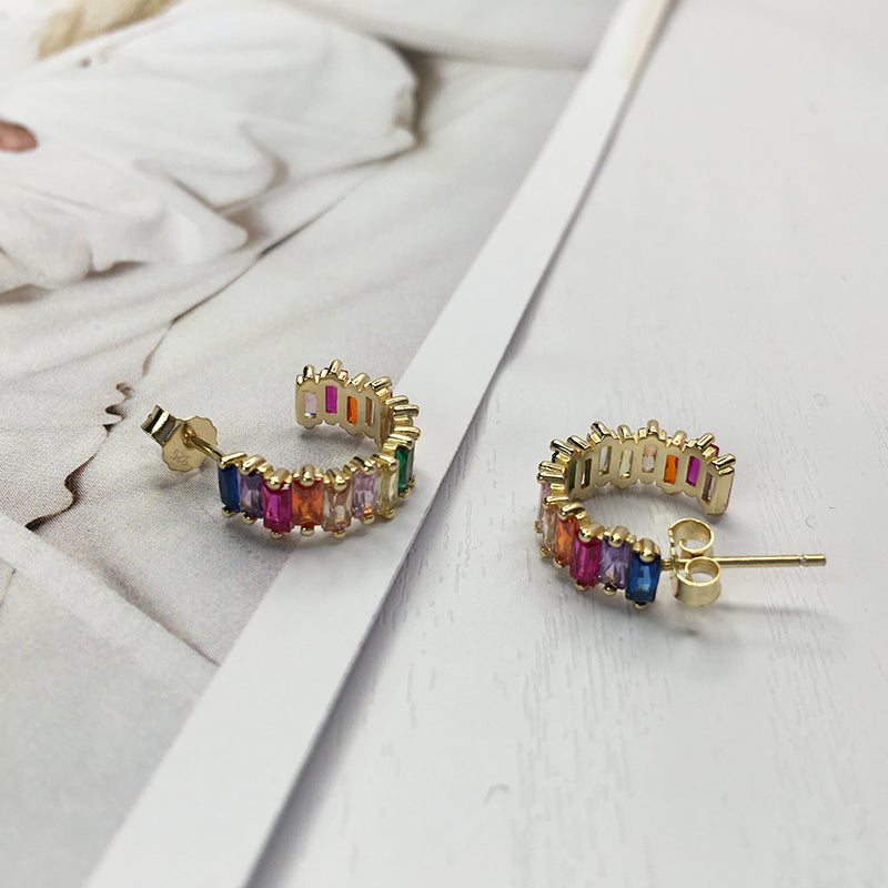 MADREPERLA™ Rainbow Half Circle Earrings