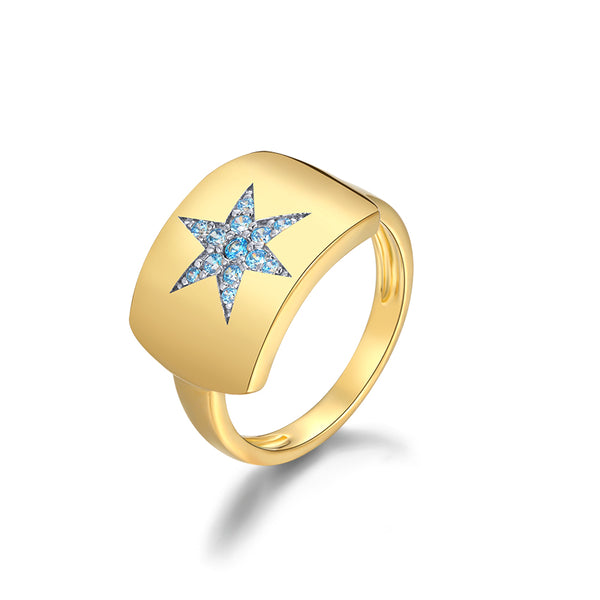 LADY PERLA™ Day & Night Star 925 Sterling Silver Ring-Star