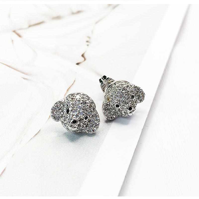 MADREPERLA™ Diamond Poodle Puppy Earrings