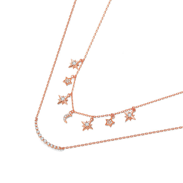 MADREPERLA™ Starry Night Moon and Star Necklace