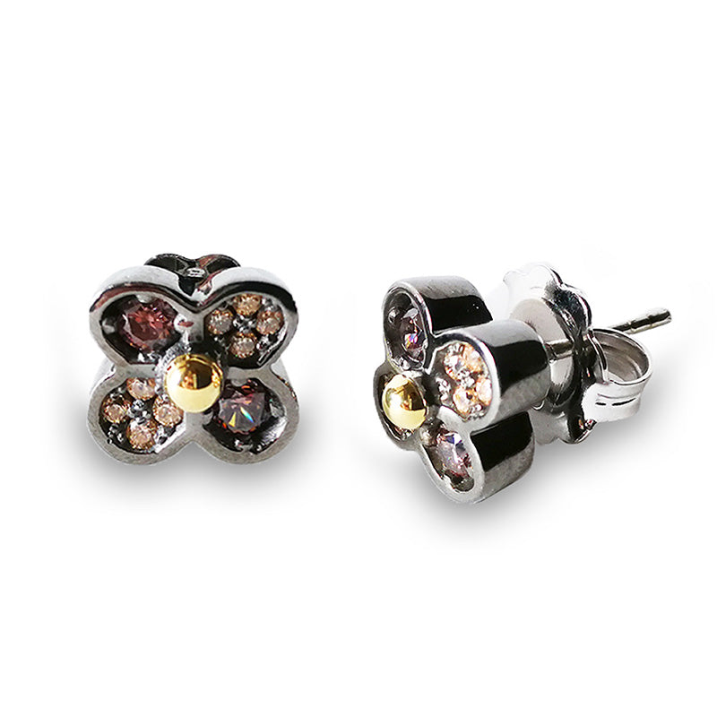 BOHEMME™ Choco Cool Zircon Inlaid 18K Gold Over Sterling Silver Earrings