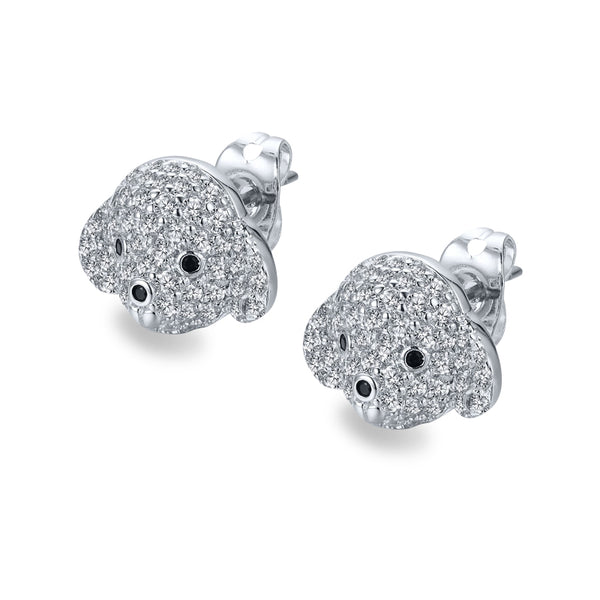 MADREPERLA™ Diamond Poodle Puppy Earrings