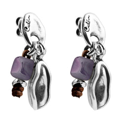 CICLÓN™ Boreal Black Leather Dangling Crystal Stunning Earrings