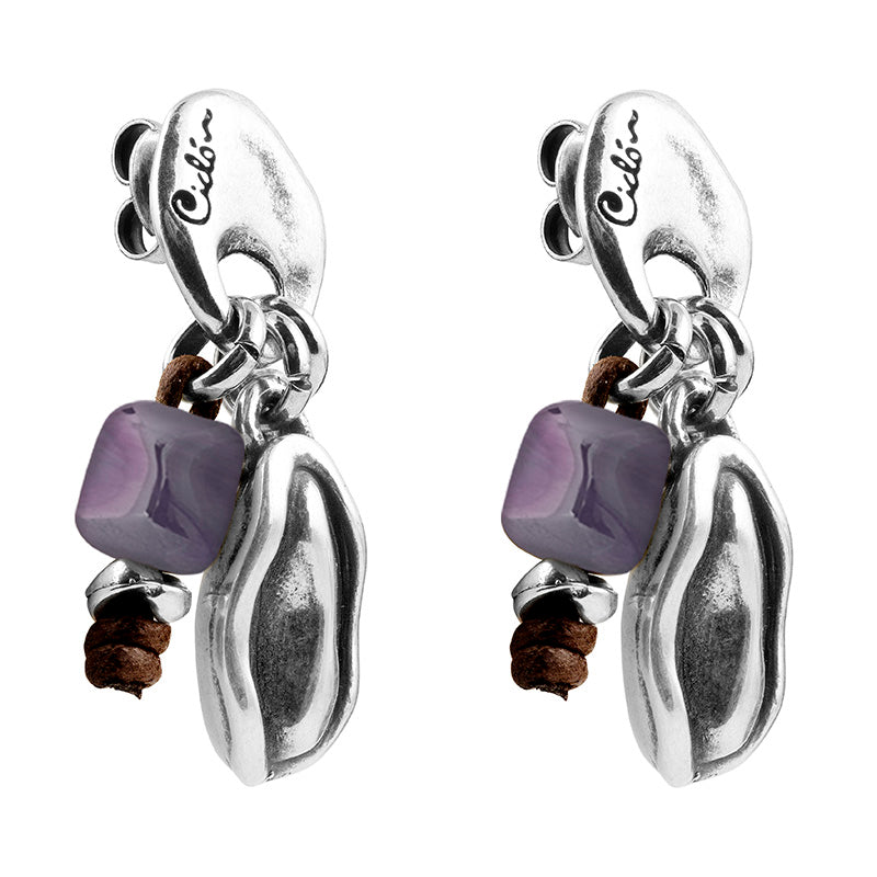 CICLÓN™ Boreal Black Leather Dangling Crystal Stunning Earrings