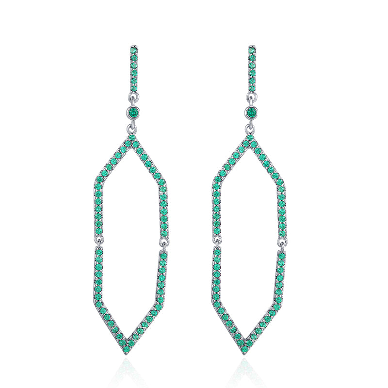 LADY PERLA™ Geometry Fashion 925 Sterling Silver Earrings-Green