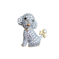 MADREPERLA™ Diamond Teddy Puppy Brooch