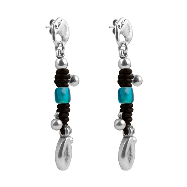 CICLÓN™ Boreal Long Black Leather Dangling Stunning Earrings