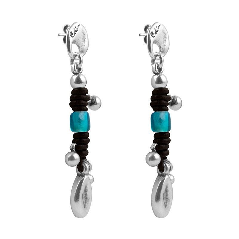 CICLÓN™ Boreal Long Black Leather Dangling Stunning Earrings