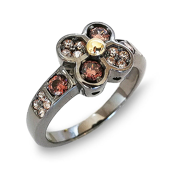 BOHEMME™ Choco Cool Zircon Inlaid 18K Gold Over Sterling Silver Ring