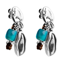 CICLÓN™ Boreal Black Leather Dangling Crystal Stunning Earrings