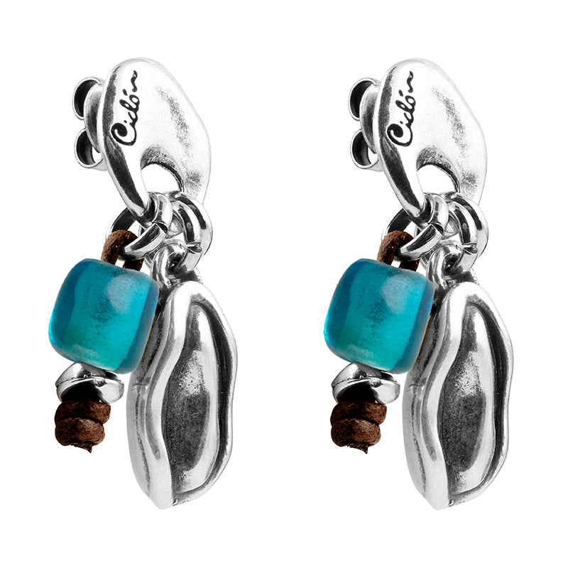 CICLÓN™ Boreal Black Leather Dangling Crystal Stunning Earrings