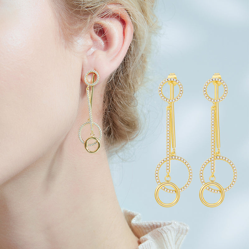 MADREPERLA™ Office Lady Gold Double Hoop Earrings