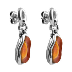 CICLÓN™ Boreal Short Metal Silver Crystal Plated Orange Earring