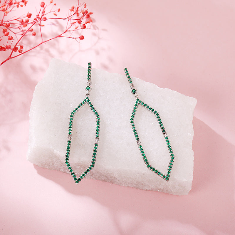 LADY PERLA™ Geometry Fashion 925 Sterling Silver Earrings-Green