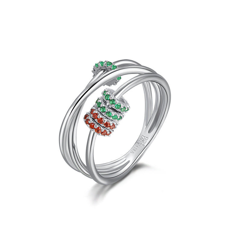 LADY PERLA™ Circle Structure 925 Sterling Silver Multi-Color Ring