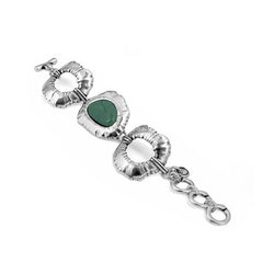 CICLÓN™ Silver Plated Cuff Adjustable Clasps Closure Metal Bracelet with Murano Glass Crystal