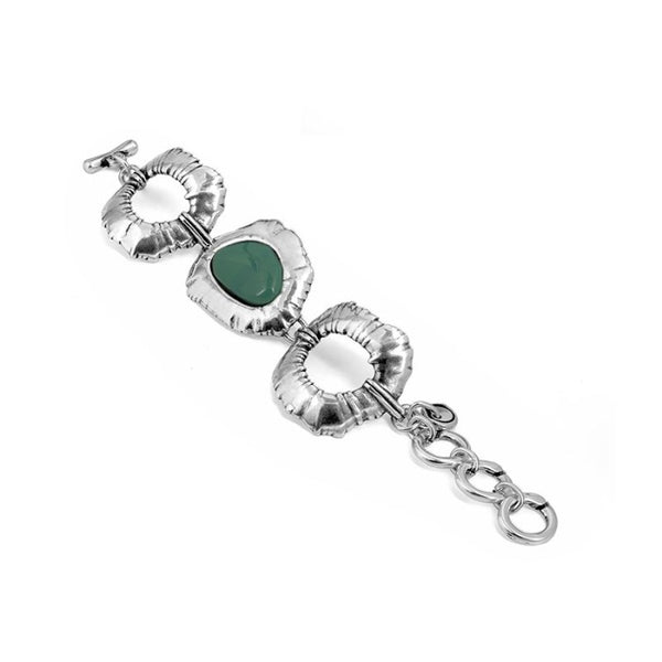 CICLÓN™ Silver Plated Cuff Adjustable Clasps Closure Metal Bracelet with Murano Glass Crystal