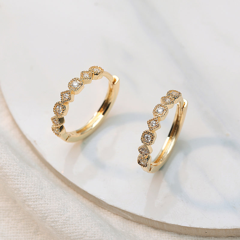 MADREPERLA™ Diamond Gold Hoop Earrings