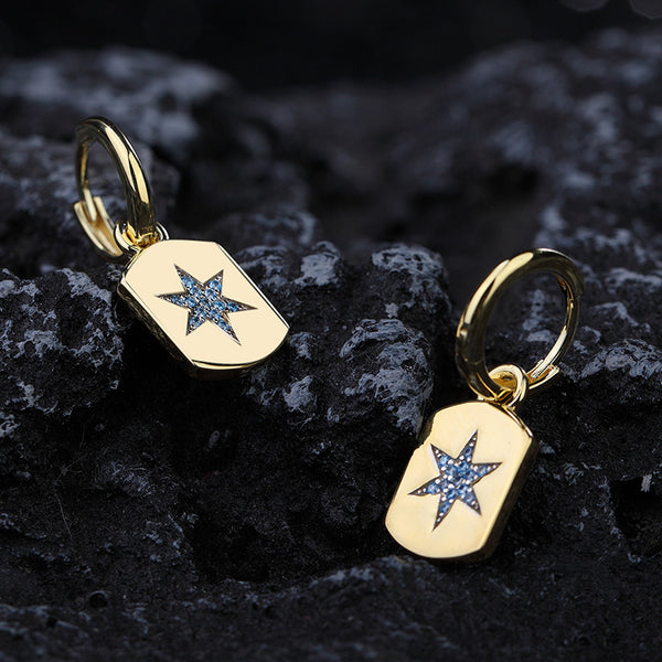 LADY PERLA™ Day & Night Star 925 Sterling Silver Earrings-Star