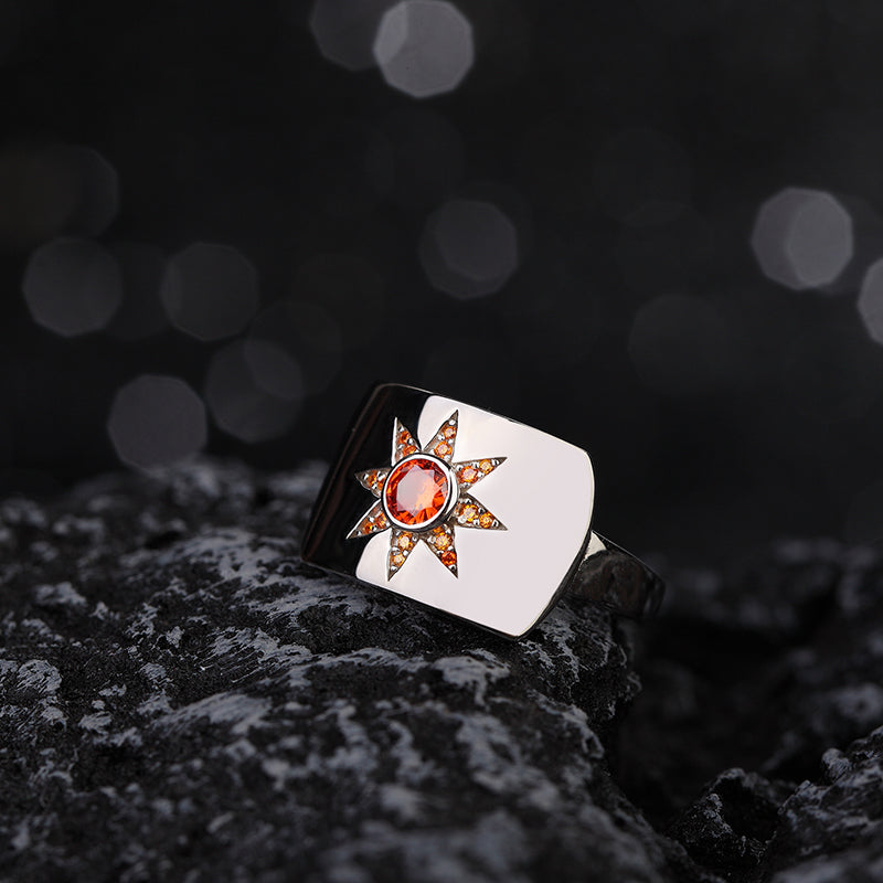 LADY PERLA™ Day & Night Star 925 Sterling Silver Ring-Star