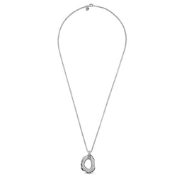 CICLÓN™  Metal Silver Plated Oval Shape Stunning Chain Long Necklace