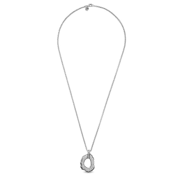 CICLÓN™  Metal Silver Plated Oval Shape Stunning Chain Long Necklace